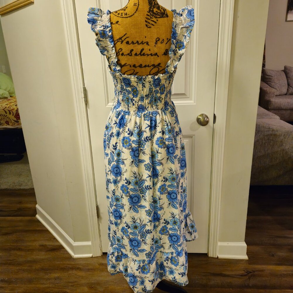 *SOLD*Haute Hippie Midi Blue Floral Dress Size 4 - Picture 7 of 13